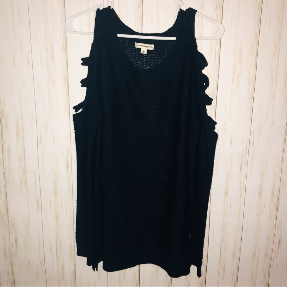 Black sweater Med. slitted sleeves